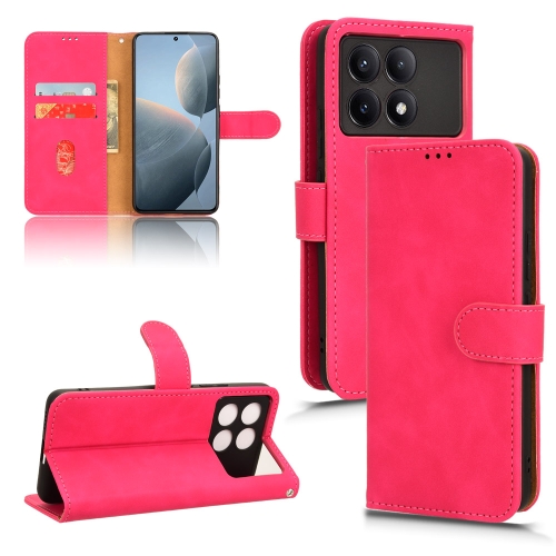 

For Xiaomi Redmi K70E Skin Feel Magnetic Flip Leather Phone Case(Rose Red)