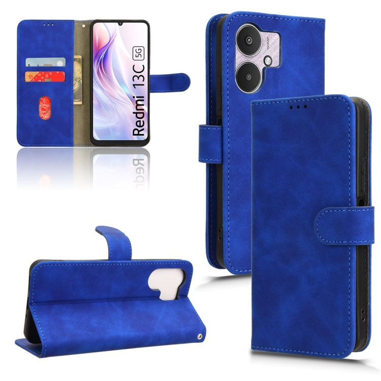 

For Xiaomi Redmi 13C 5G Skin Feel Magnetic Flip Leather Phone Case(Blue)