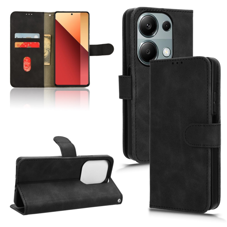 

For Xiaomi Redmi Note 13 Pro 4G Skin Feel Magnetic Flip Leather Phone Case(Black)