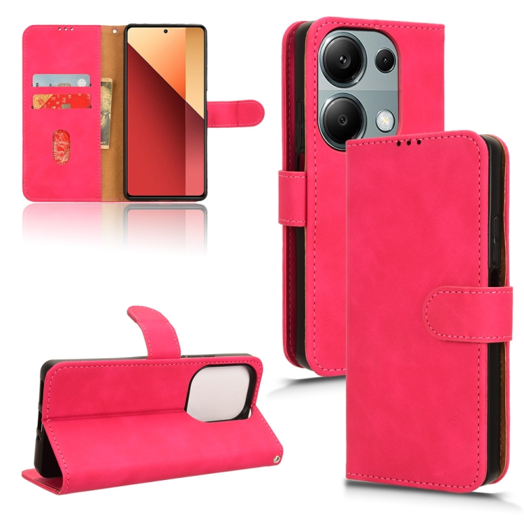 

For Xiaomi Redmi Note 13 Pro 4G Skin Feel Magnetic Flip Leather Phone Case(Rose Red)
