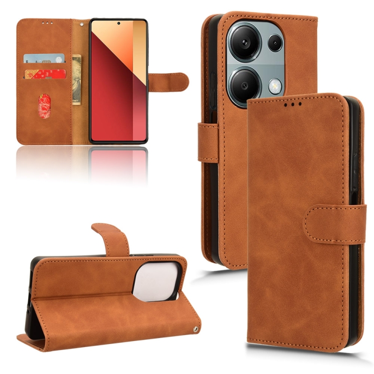 

For Xiaomi Redmi Note 13 Pro 4G Skin Feel Magnetic Flip Leather Phone Case(Brown)