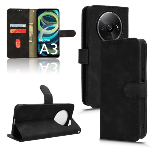 

For Xiaomi Redmi A3 Skin Feel Magnetic Flip Leather Phone Case(Black)