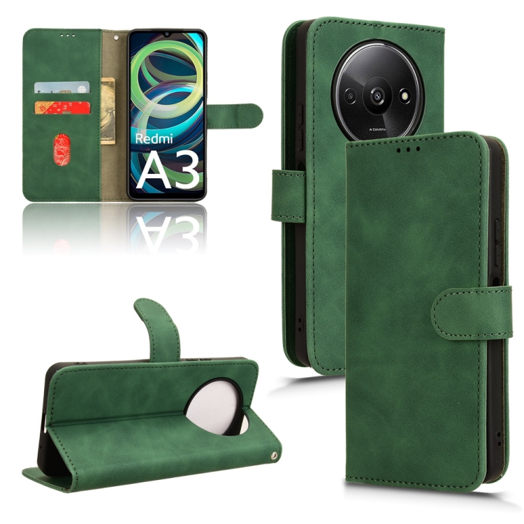 

For Xiaomi Redmi A3 Skin Feel Magnetic Flip Leather Phone Case(Green)