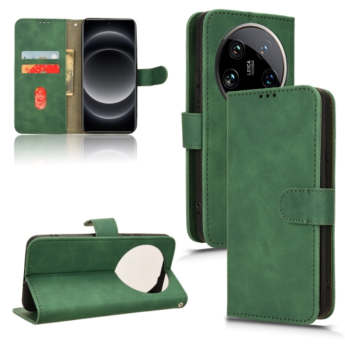 

For Xiaomi 14 Ultra Skin Feel Magnetic Flip Leather Phone Case(Green)