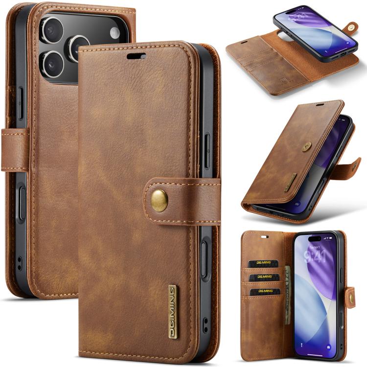 

For iPhone 17 Pro Max DG.MING Crazy Horse Texture Detachable Magnetic Leather Phone Case(Brown)