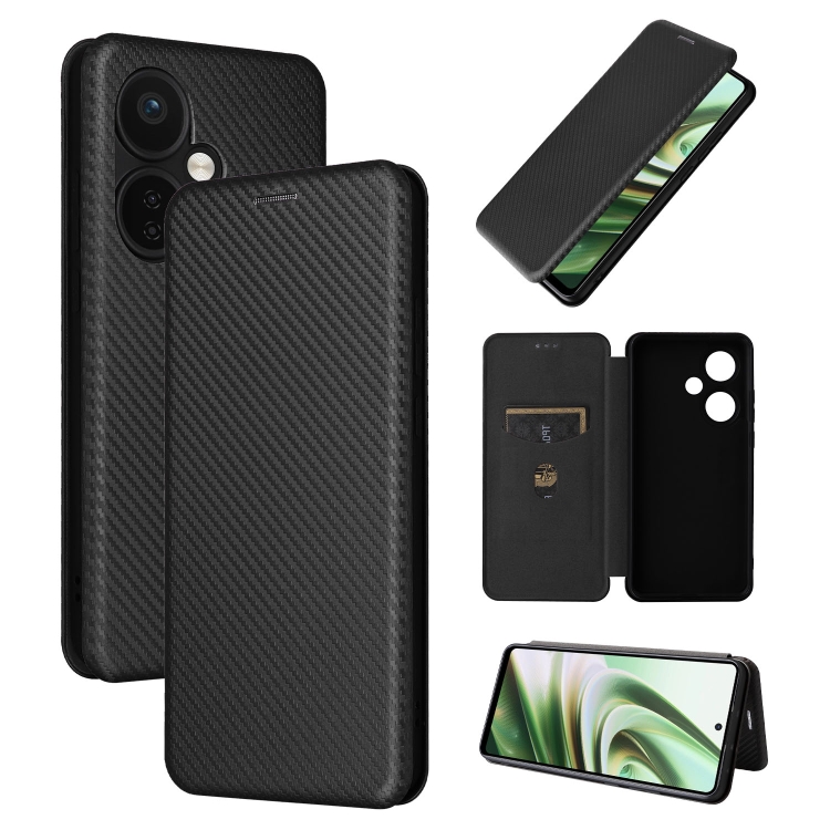 

For OnePlus Nord CE 3 Carbon Fiber Texture Flip Leather Phone Case(Black)