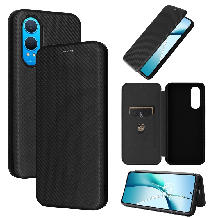 

For OnePlus Nord CE4 Lite Carbon Fiber Texture Flip Leather Phone Case(Black)