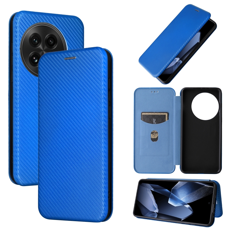 

For OnePlus 13 Carbon Fiber Texture Flip Leather Phone Case(Blue)