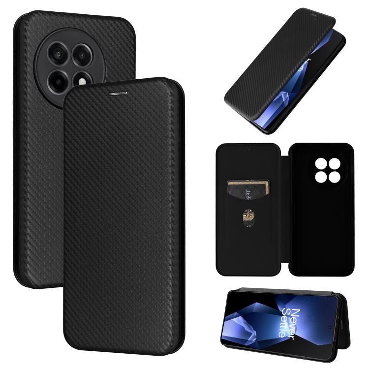 

For OnePlus Ace 5 Pro Carbon Fiber Texture Flip Leather Phone Case(Black)