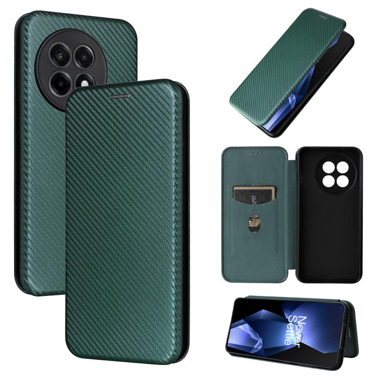 

For OnePlus Ace 5 Pro Carbon Fiber Texture Flip Leather Phone Case(Green)