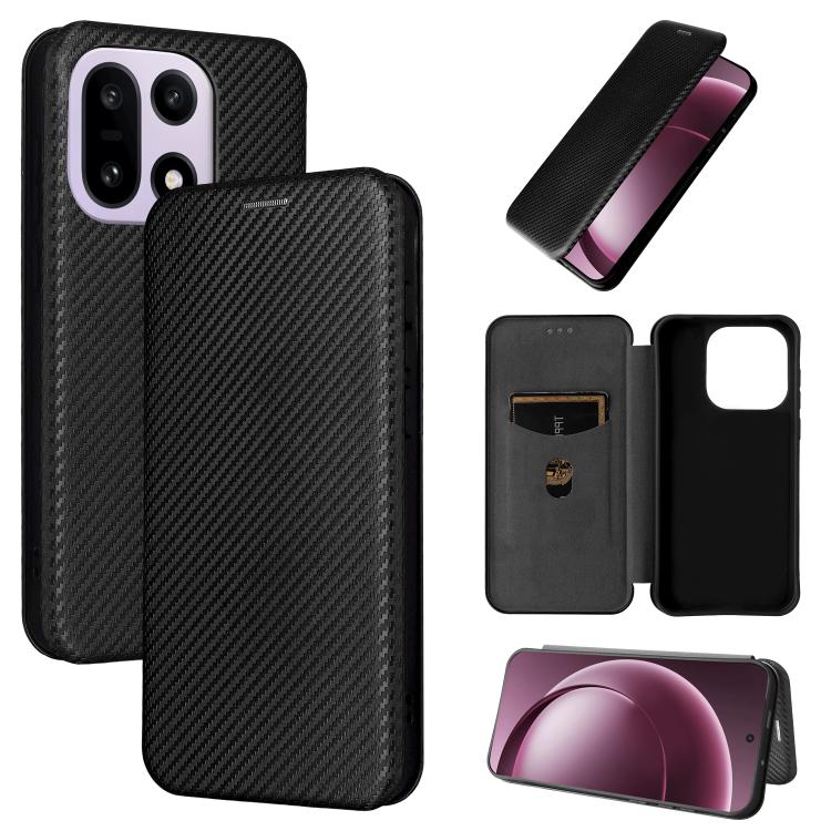 

For OnePlus 15 Carbon Fiber Texture Flip Leather Phone Case(Black)