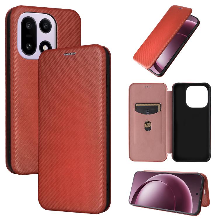 

For OnePlus 15 Carbon Fiber Texture Flip Leather Phone Case(Brown)