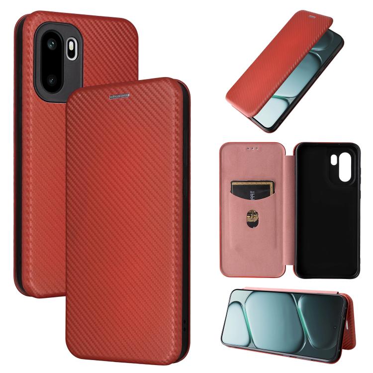 

For OnePlus Ace 6 Carbon Fiber Texture Flip Leather Phone Case(Brown)