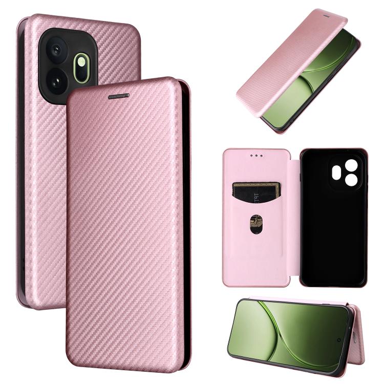 

For OnePlus 15T Carbon Fiber Texture Flip Leather Phone Case(Pink)