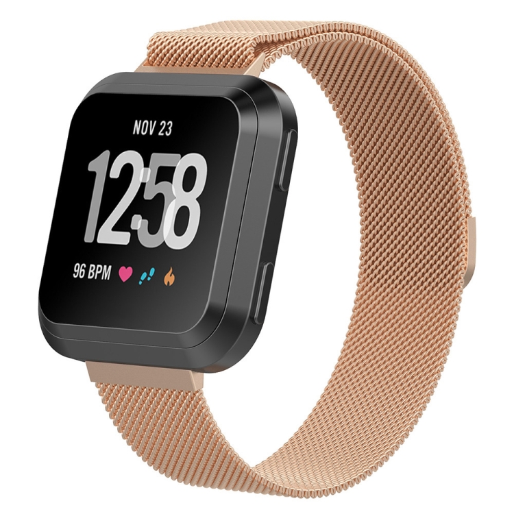 Para Fitbit VERSA 2 / FITBIT VERSA / FITBIT VERSA LITE MILANESE WATCH  STRUT, tamaño grande: 2.3x25.8cm (oro rosa)