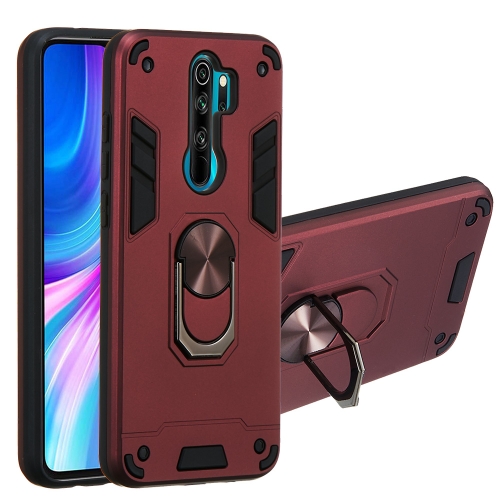 

For Xiaomi Redmi Note 8 Pro 2 in 1 Armour Series PC + TPU Protective Case with Ring Holder(Wine Red)