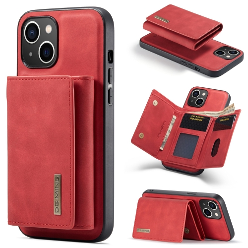 

For iPhone 15 DG.MING M1 Series 3-Fold Multi Card Wallet Leather Phone Case(Red)