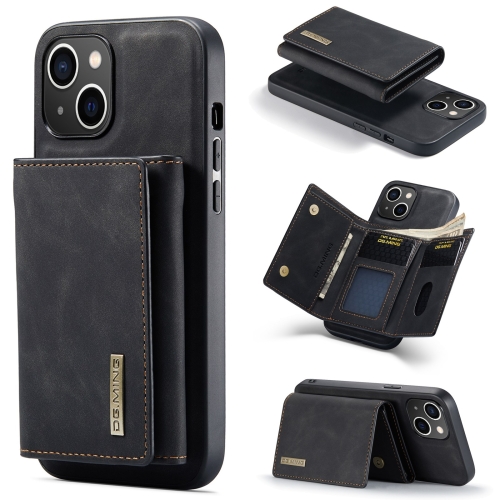 

For iPhone 15 Plus DG.MING M1 Series 3-Fold Multi Card Wallet Leather Phone Case(Black)