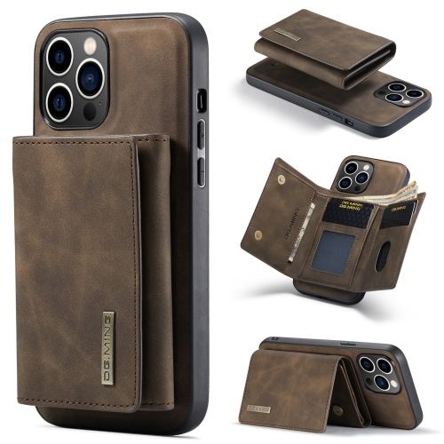 

For iPhone 15 Pro Max DG.MING M1 Series 3-Fold Multi Card Wallet Leather Phone Case(Coffee)