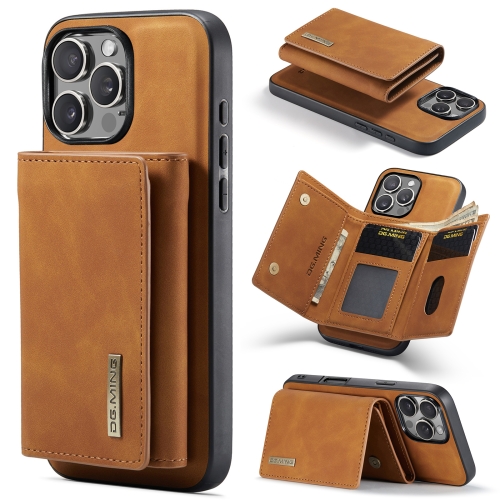 

For iPhone 16 Pro DG.MING M1 Series 3-Fold Multi Card Wallet Leather Phone Case(Brown)