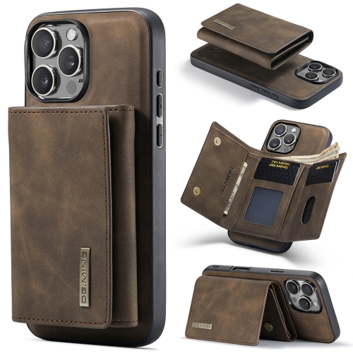 

For iPhone 16 Pro DG.MING M1 Series 3-Fold Multi Card Wallet Leather Phone Case(Coffee)