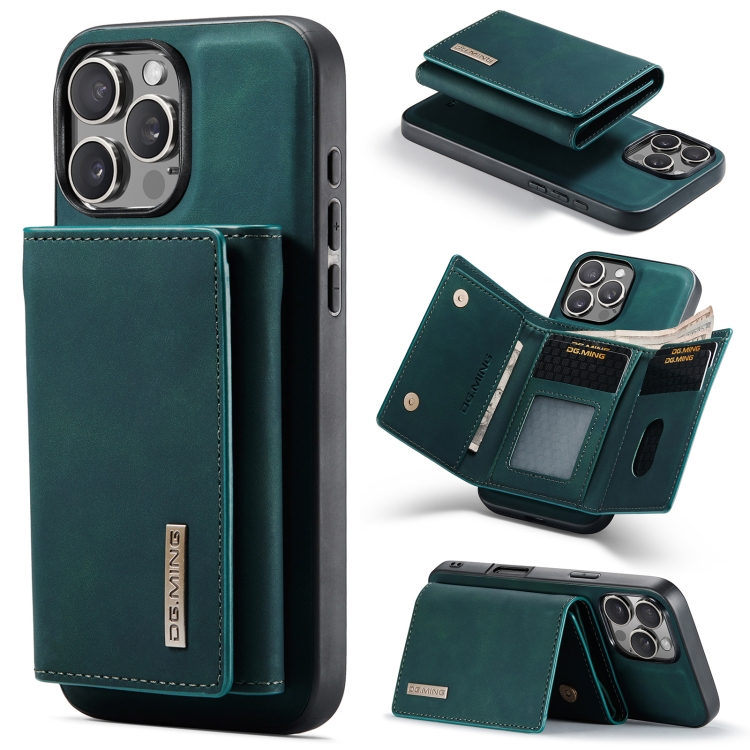 

For iPhone 16 Pro DG.MING M1 Series 3-Fold Multi Card Wallet Leather Phone Case(Green)