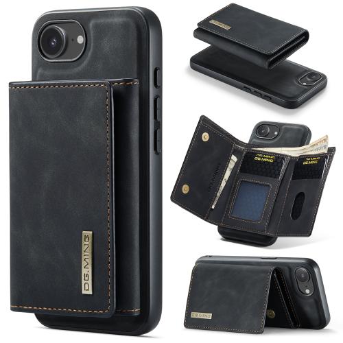 

For iPhone 16e DG.MING M1 Series 3-Fold Multi Card Wallet Leather Phone Case(Black)