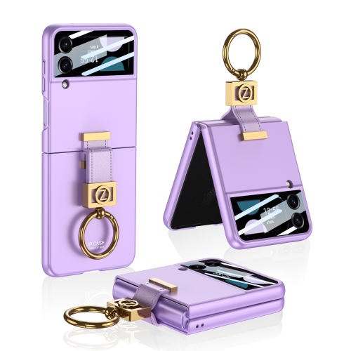 

For Samsung Galaxy Z Flip4 5G GKK Integrated Ultra-thin Phone Case with Z Ring Holder(Purple)