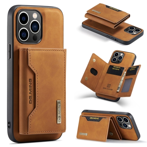 

For iPhone 15 Pro DG.MING M2 Series 3-Fold Card Bag Wallet Leather Phone Case(Brown)