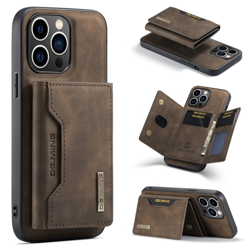 

For iPhone 15 Pro DG.MING M2 Series 3-Fold Card Bag Wallet Leather Phone Case(Coffee)