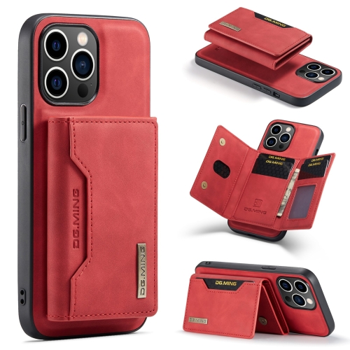 

For iPhone 15 Pro DG.MING M2 Series 3-Fold Card Bag Wallet Leather Phone Case(Red)