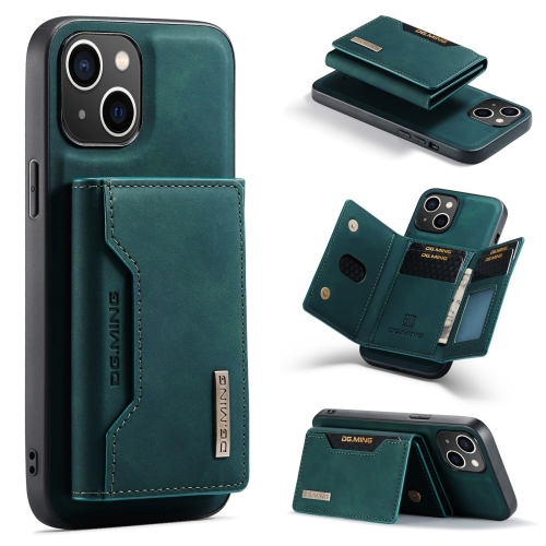 

For iPhone 15 Plus DG.MING M2 Series 3-Fold Card Bag Wallet Leather Phone Case(Green)
