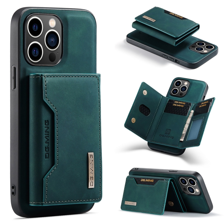 

For iPhone 15 Pro Max DG.MING M2 Series 3-Fold Card Bag Wallet Leather Phone Case(Green)