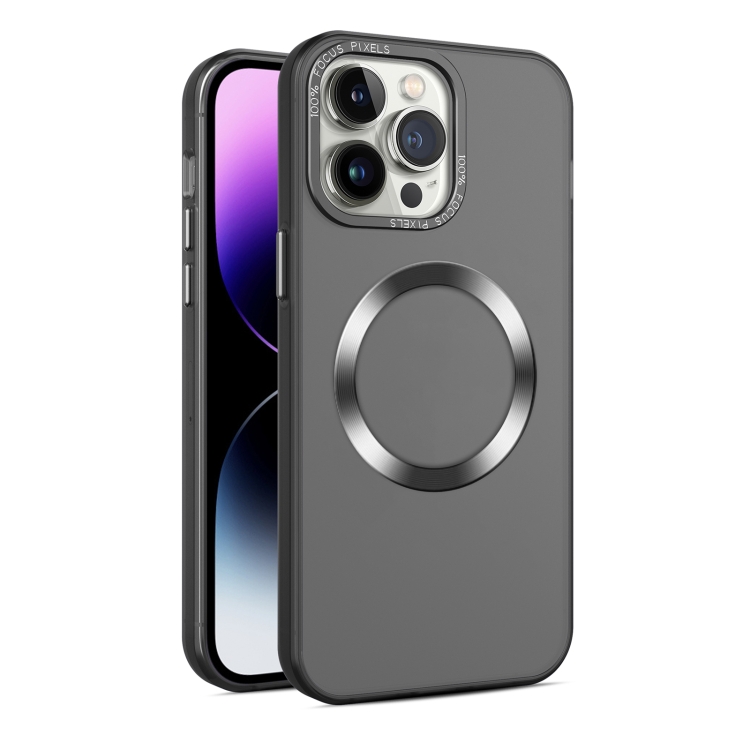

For iPhone 15 Pro CD Texture MagSafe Frosted Translucent Phone Case(Black)