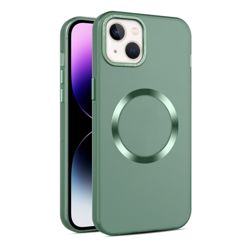 

For iPhone 14 CD Texture MagSafe Frosted Translucent Phone Case(Green)