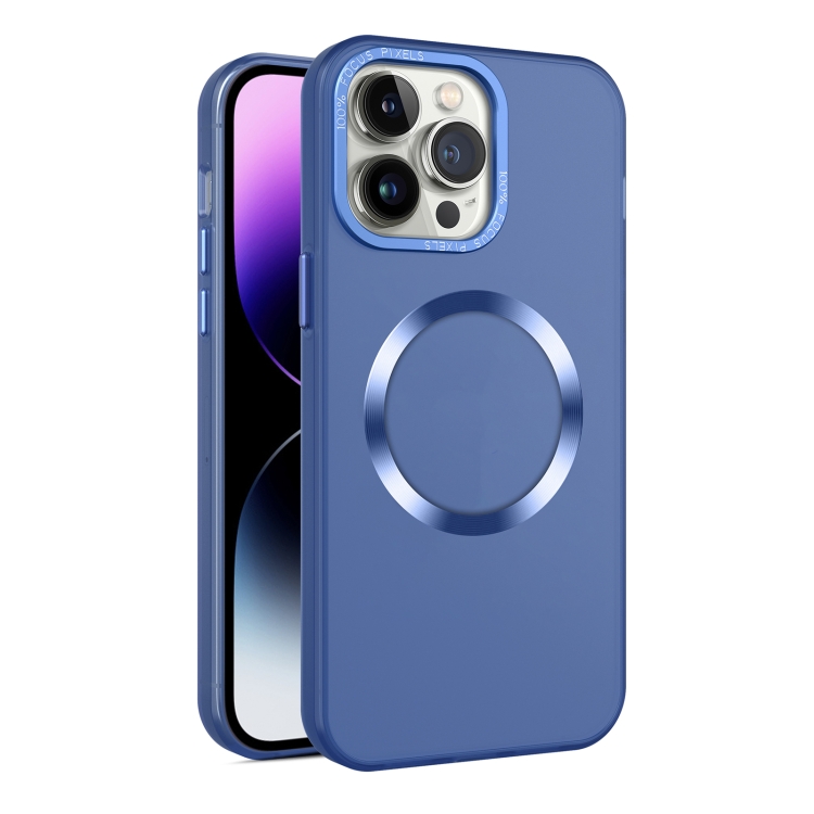 

For iPhone 14 Pro CD Texture MagSafe Frosted Translucent Phone Case(Royal Blue)