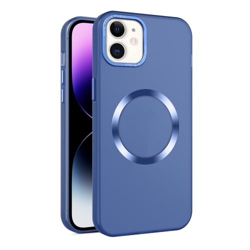 

For iPhone 12 / 12 Pro CD Texture MagSafe Frosted Translucent Phone Case(Royal Blue)