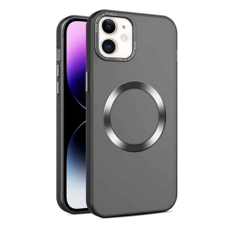

For iPhone 12 / 12 Pro CD Texture MagSafe Frosted Translucent Phone Case(Black)