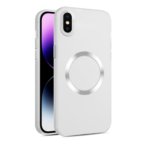 

For iPhone XS / X CD Texture MagSafe Frosted Translucent Phone Case(White)