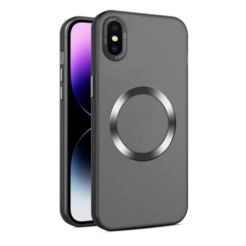 

For iPhone XS / X CD Texture MagSafe Frosted Translucent Phone Case(Black)