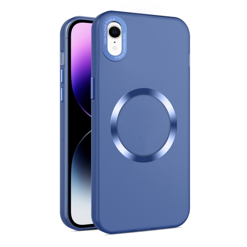 

For iPhone XR CD Texture MagSafe Frosted Translucent Phone Case(Royal Blue)