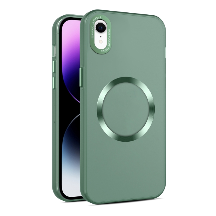 

For iPhone XR CD Texture MagSafe Frosted Translucent Phone Case(Green)