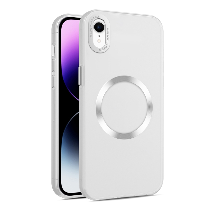 

For iPhone XR CD Texture MagSafe Frosted Translucent Phone Case(White)