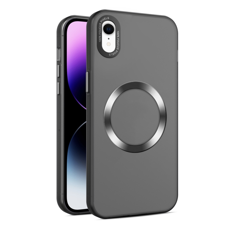 

For iPhone XR CD Texture MagSafe Frosted Translucent Phone Case(Black)
