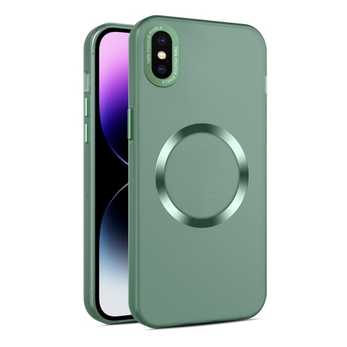 

For iPhone XS Max CD Texture MagSafe Frosted Translucent Phone Case(Green)