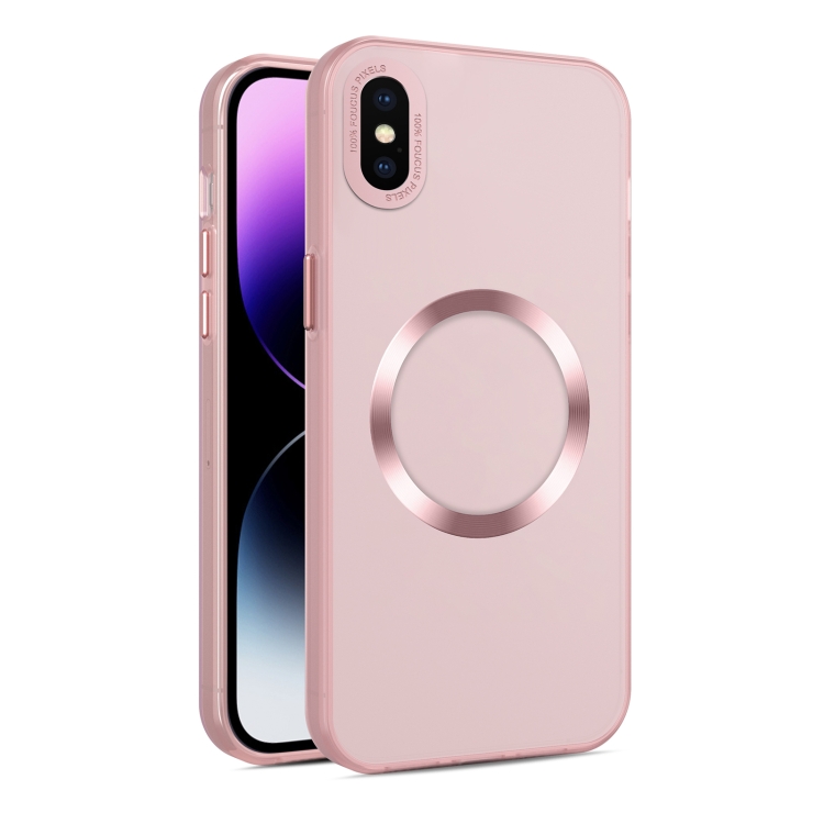 

For iPhone XS Max CD Texture MagSafe Frosted Translucent Phone Case(Pink)