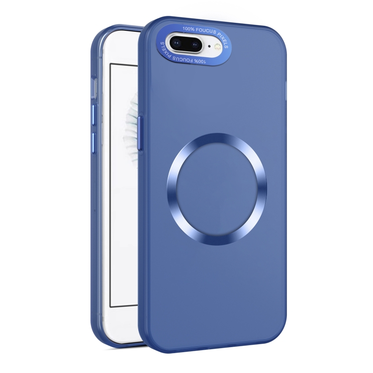 

For iPhone 8 Plus / 7 Plus CD Texture MagSafe Frosted Translucent Phone Case(Royal Blue)
