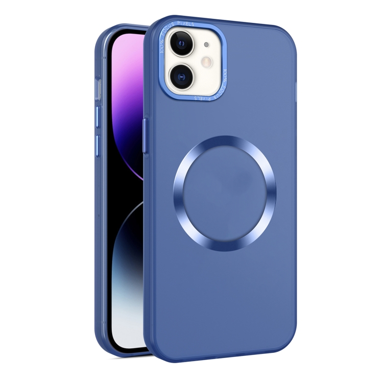 

For iPhone 11 CD Texture MagSafe Frosted Translucent Phone Case(Royal Blue)