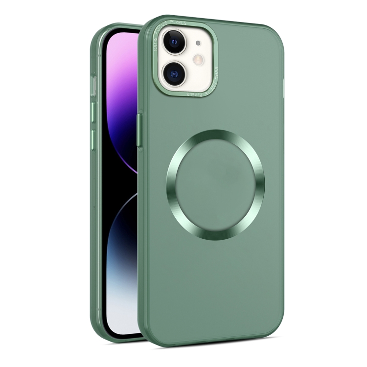 

For iPhone 11 CD Texture MagSafe Frosted Translucent Phone Case(Green)