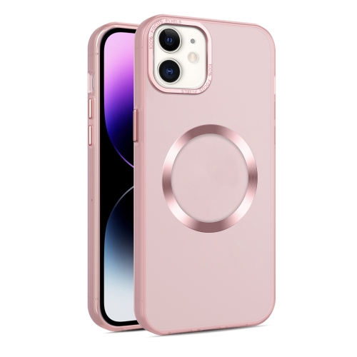 

For iPhone 11 CD Texture MagSafe Frosted Translucent Phone Case(Pink)